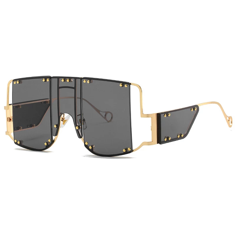 Ostrifin 1 Pcs Big Square Sunglasses Women Men Vintage Metal