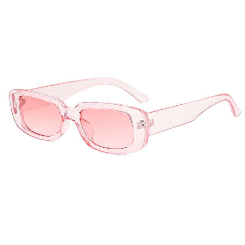 Blue 90's Square Sunglasses Metal Frame With Pink 