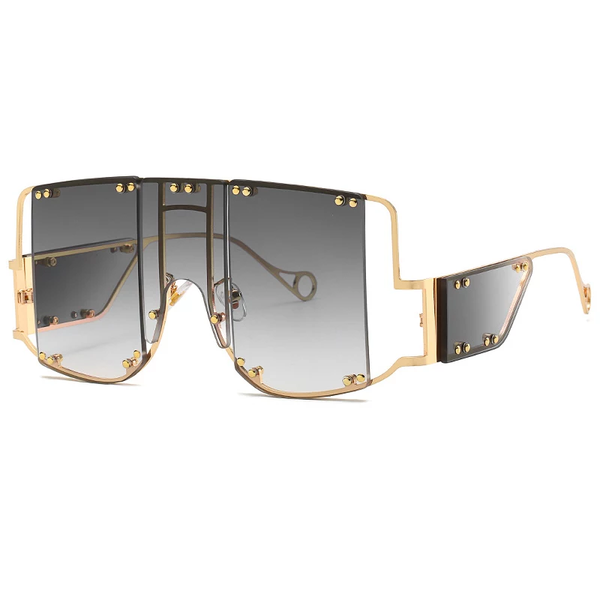 UV PROTECTION , RECTANGULAR SUNGLASSES 9FOR MEN& WOMEN , GOLDEN LENS